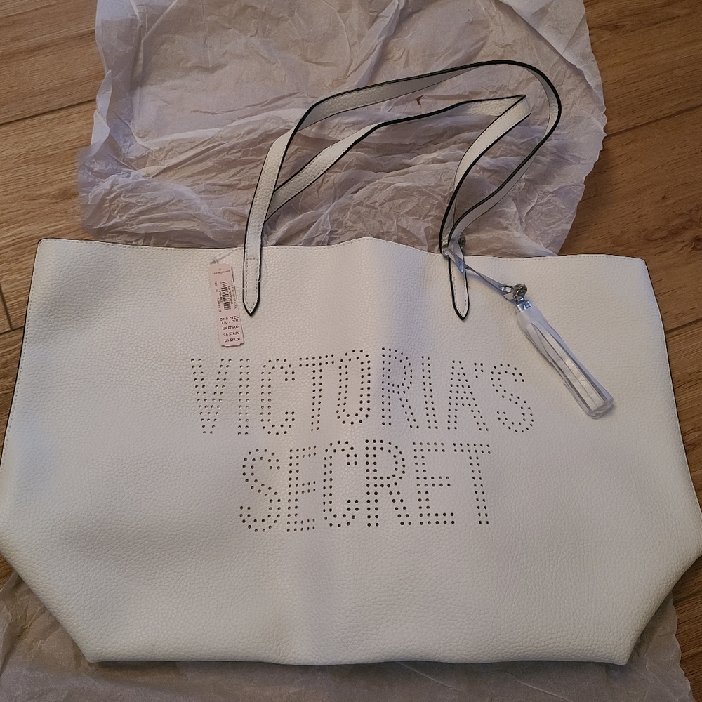Victoria's Secret White Pleather Tote Bag